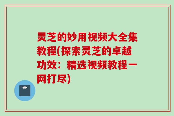 灵芝的妙用视频大全集教程(探索灵芝的卓越功效：精选视频教程一网打尽)