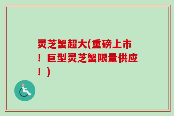 灵芝蟹超大(重磅上市！巨型灵芝蟹限量供应！)
