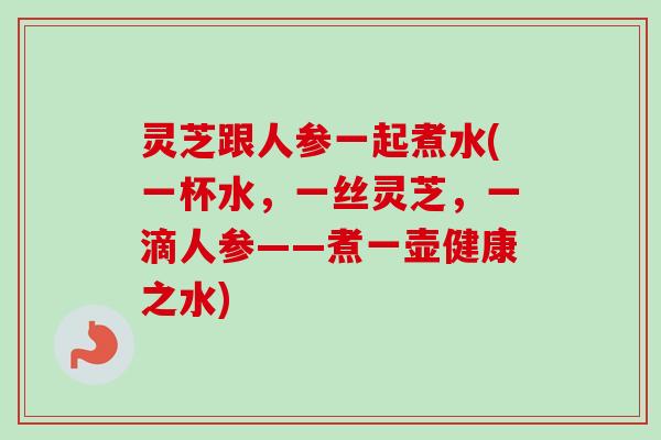 灵芝跟人参一起煮水(一杯水，一丝灵芝，一滴人参——煮一壶健康之水)
