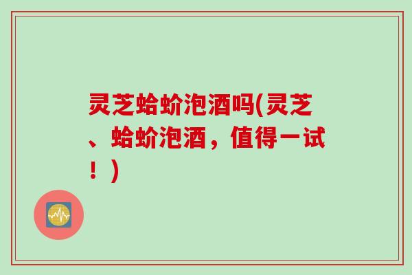 灵芝蛤蚧泡酒吗(灵芝、蛤蚧泡酒，值得一试！)