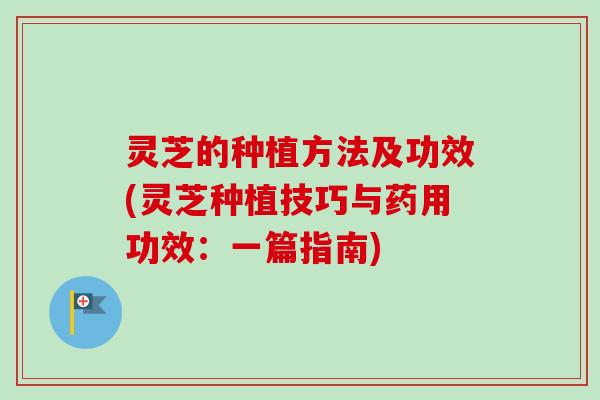 灵芝的种植方法及功效(灵芝种植技巧与药用功效:一篇指南) 灵芝的种植方法及功效(灵芝种植技巧与药用功效:一篇指南)