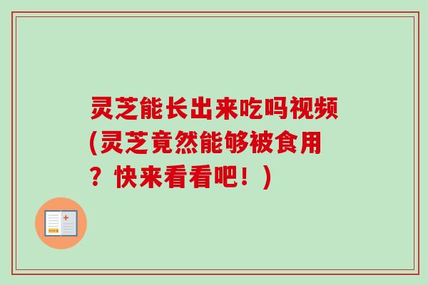 灵芝能长出来吃吗视频(灵芝竟然能够被食用？快来看看吧！)