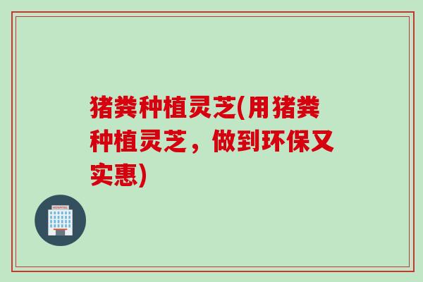 猪粪种植灵芝(用猪粪种植灵芝，做到环保又实惠)