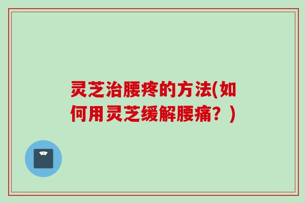 灵芝治腰疼的方法(如何用灵芝缓解腰痛？)
