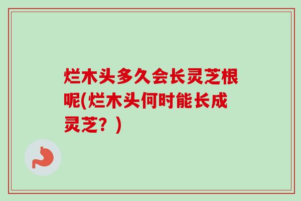 烂木头多久会长灵芝根呢(烂木头何时能长成灵芝?) 烂木头多久会长灵芝根呢(烂木头何时能长成灵芝?)