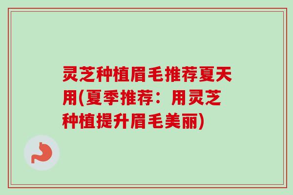 灵芝种植眉毛推荐夏天用(夏季推荐：用灵芝种植提升眉毛美丽)
