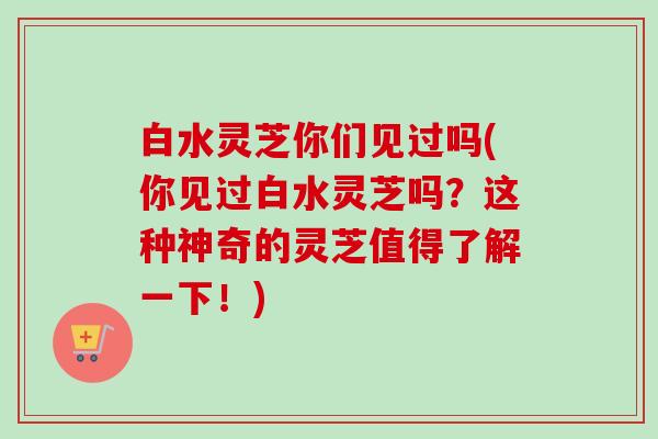 白水灵芝你们见过吗(你见过白水灵芝吗？这种神奇的灵芝值得了解一下！)