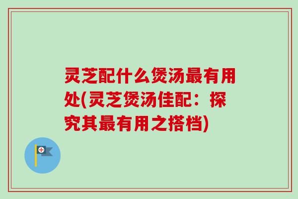 灵芝配什么煲汤有用处(灵芝煲汤佳配:探究其有用之搭档) 灵芝配什么煲汤有用处(灵芝煲汤佳配:探究其有用之搭档)