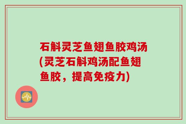 石斛灵芝鱼翅鱼胶鸡汤(灵芝石斛鸡汤配鱼翅鱼胶，提高免疫力)