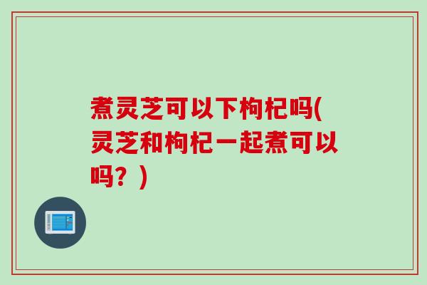 煮灵芝可以下枸杞吗(灵芝和枸杞一起煮可以吗？)