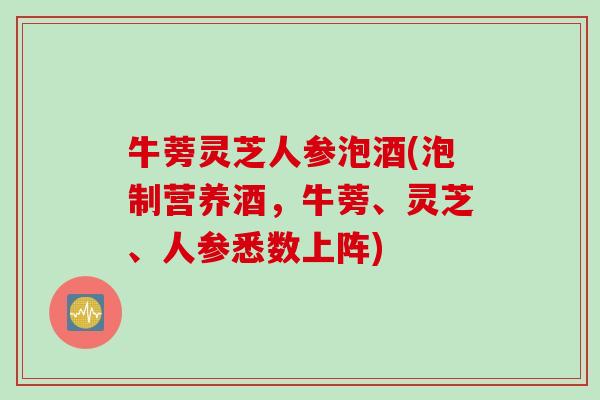 牛蒡灵芝人参泡酒(泡制营养酒，牛蒡、灵芝、人参悉数上阵)