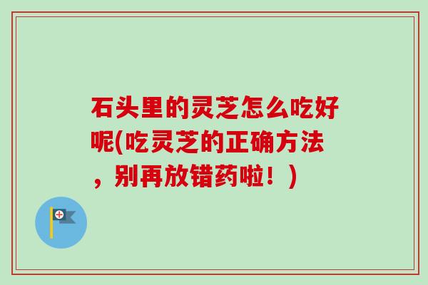 石头里的灵芝怎么吃好呢(吃灵芝的正确方法，别再放错药啦！)