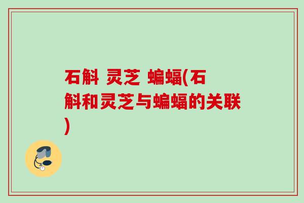 石斛 灵芝 蝙蝠(石斛和灵芝与蝙蝠的关联) 石斛 灵芝 蝙蝠(石斛和灵芝与蝙蝠的关联)
