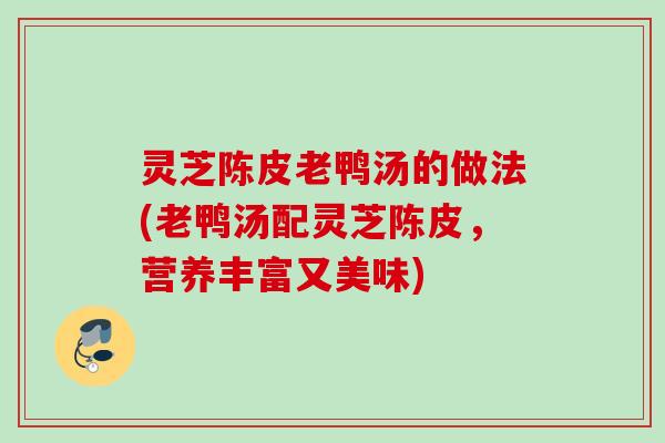 灵芝陈皮老鸭汤的做法(老鸭汤配灵芝陈皮，营养丰富又美味)