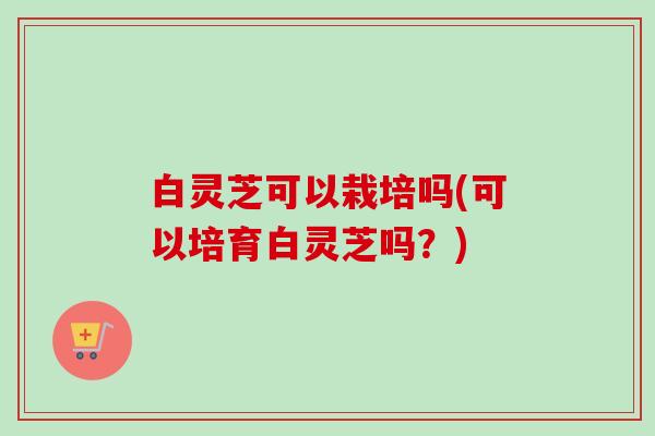 白灵芝可以栽培吗(可以培育白灵芝吗？)