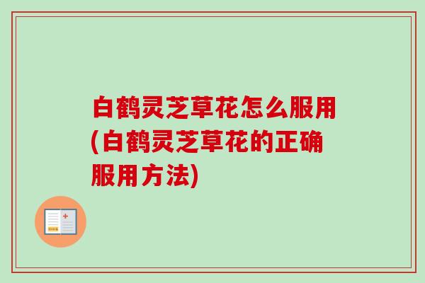 白鹤灵芝草花怎么服用(白鹤灵芝草花的正确服用方法)