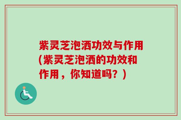 紫灵芝泡洒功效与作用(紫灵芝泡洒的功效和作用，你知道吗？)