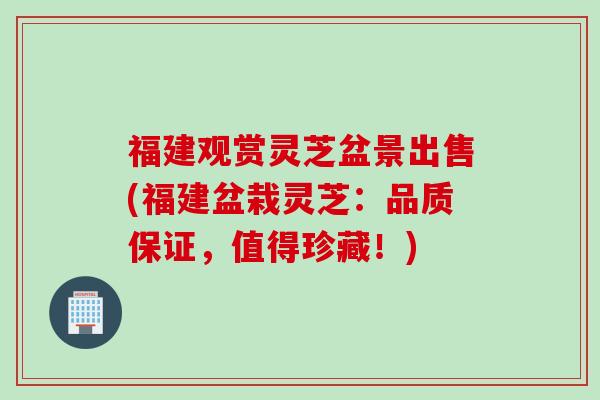 福建观赏灵芝盆景出售(福建盆栽灵芝：品质保证，值得珍藏！)