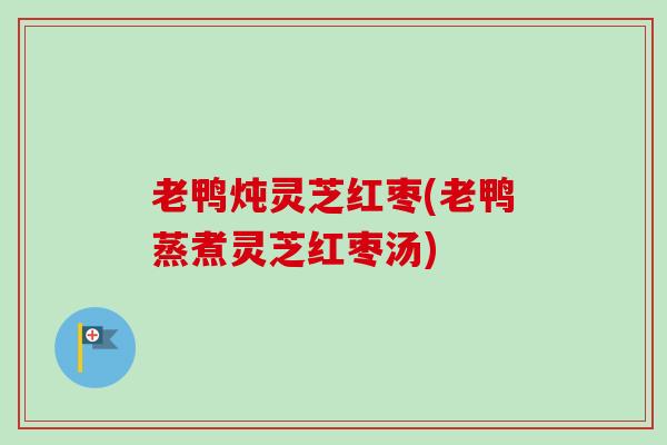 老鸭炖灵芝红枣(老鸭蒸煮灵芝红枣汤)