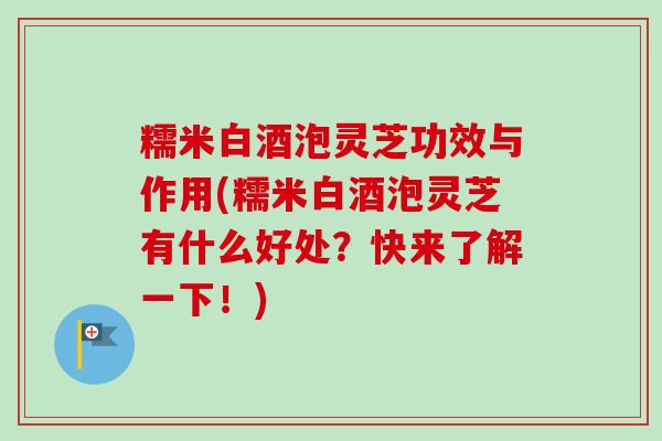 糯米白酒泡灵芝功效与作用(糯米白酒泡灵芝有什么好处？快来了解一下！)