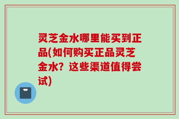 灵芝金水哪里能买到正品(如何购买正品灵芝金水？这些渠道值得尝试)