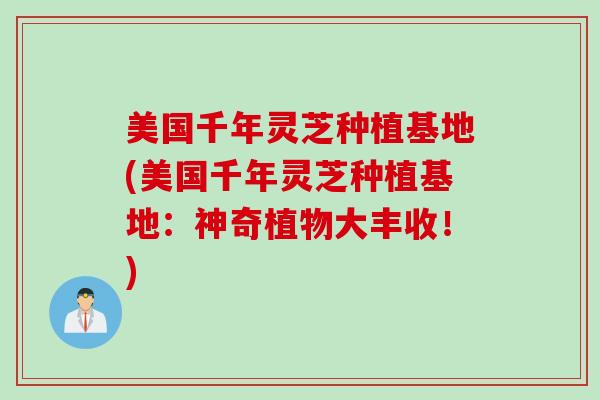 美国千年灵芝种植基地(美国千年灵芝种植基地:神奇植物大丰收!) 美国千年灵芝种植基地(美国千年灵芝种植基地:神奇植物大丰收!)