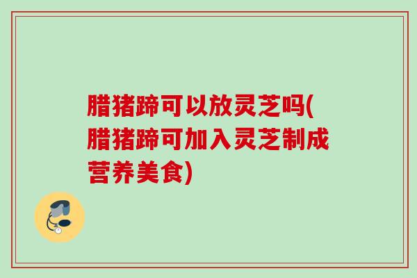 腊猪蹄可以放灵芝吗(腊猪蹄可加入灵芝制成营养美食) 腊猪蹄可以放灵芝吗(腊猪蹄可加入灵芝制成营养美食)