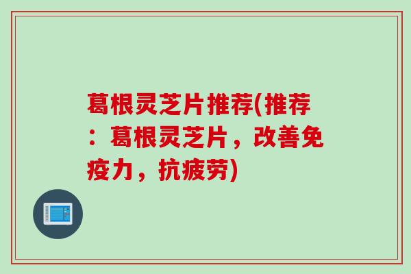 葛根灵芝片推荐(推荐：葛根灵芝片，改善免疫力，抗疲劳)