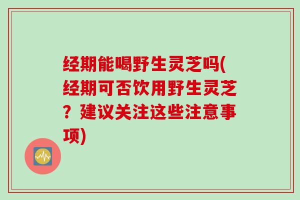 经期能喝野生灵芝吗(经期可否饮用野生灵芝？建议关注这些注意事项)