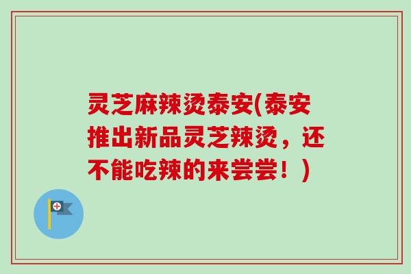 灵芝麻辣烫泰安(泰安推出新品灵芝辣烫，还不能吃辣的来尝尝！)