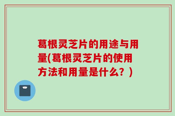 葛根灵芝片的用途与用量(葛根灵芝片的使用方法和用量是什么？)