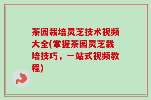 茶园栽培灵芝技术视频大全(掌握茶园灵芝栽培技巧，一站式视频教程)