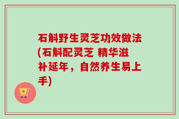 石斛野生灵芝功效做法(石斛配灵芝 精华滋补延年，自然养生易上手)