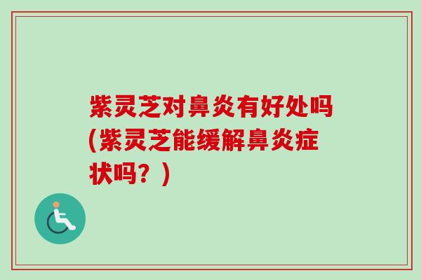 紫灵芝对鼻炎有好处吗(紫灵芝能缓解鼻炎症状吗？)