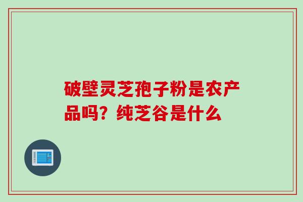 破壁灵芝孢子粉是农产品吗？纯芝谷是什么