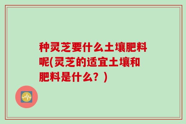 种灵芝要什么土壤肥料呢(灵芝的适宜土壤和肥料是什么?) 种灵芝要什么土壤肥料呢(灵芝的适宜土壤和肥料是什么?)