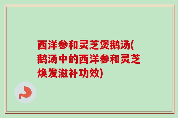 西洋参和灵芝煲鹅汤(鹅汤中的西洋参和灵芝焕发滋补功效) 西洋参和灵芝煲鹅汤(鹅汤中的西洋参和灵芝焕发滋补功效)