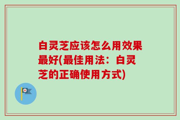 白灵芝应该怎么用效果最好(最佳用法：白灵芝的正确使用方式)