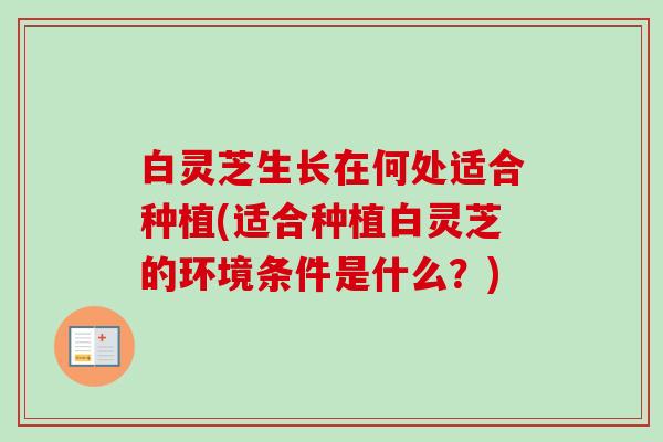 白灵芝生长在何处适合种植(适合种植白灵芝的环境条件是什么？)
