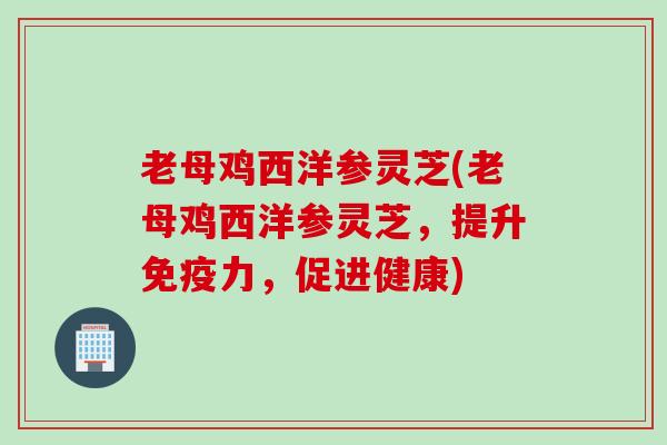 老母鸡西洋参灵芝(老母鸡西洋参灵芝，提升免疫力，促进健康)