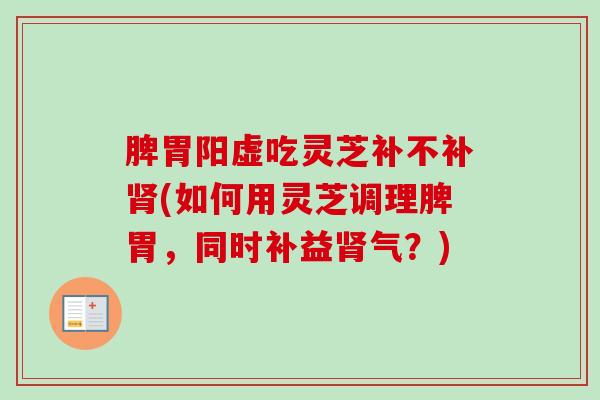 脾胃阳虚吃灵芝补不补肾(如何用灵芝调理脾胃，同时补益肾气？)