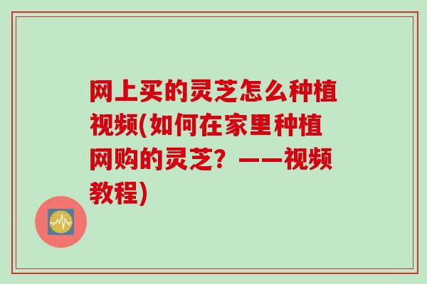 网上买的灵芝怎么种植视频(如何在家里种植网购的灵芝？——视频教程)