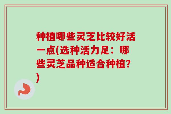种植哪些灵芝比较好活一点(选种活力足:哪些灵芝品种适合种植?) 种植哪些灵芝比较好活一点(选种活力足:哪些灵芝品种适合种植?)
