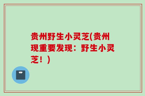 贵州野生小灵芝(贵州现重要发现：野生小灵芝！)