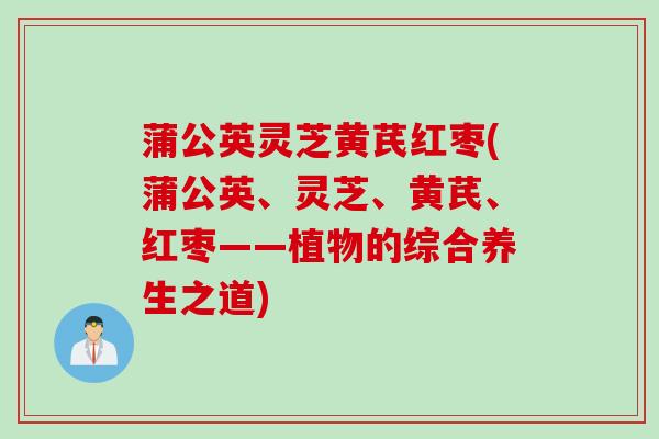 蒲公英灵芝黄芪红枣(蒲公英、灵芝、黄芪、红枣——植物的综合养生之道)