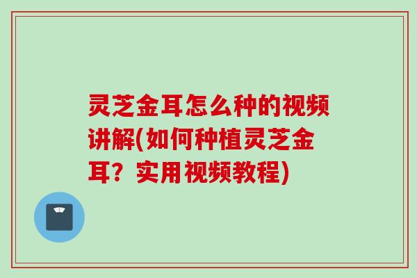 灵芝金耳怎么种的视频讲解(如何种植灵芝金耳？实用视频教程)