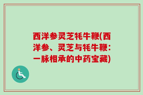 西洋参灵芝牦牛鞭(西洋参、灵芝与牦牛鞭：一脉相承的中药宝藏)