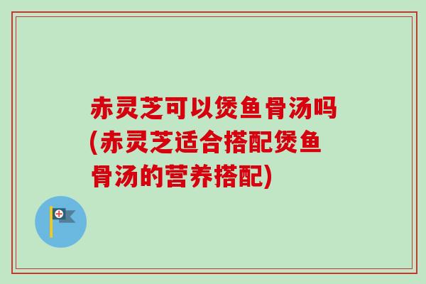 赤灵芝可以煲鱼骨汤吗(赤灵芝适合搭配煲鱼骨汤的营养搭配)