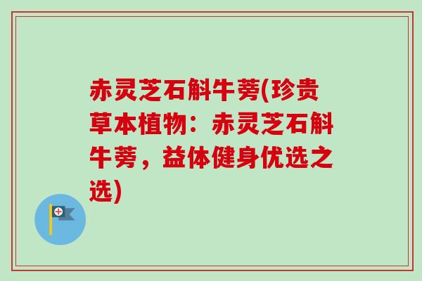 赤灵芝石斛牛蒡(珍贵草本植物：赤灵芝石斛牛蒡，益体健身优选之选)