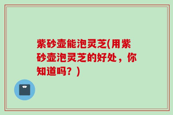 紫砂壶能泡灵芝(用紫砂壶泡灵芝的好处，你知道吗？)